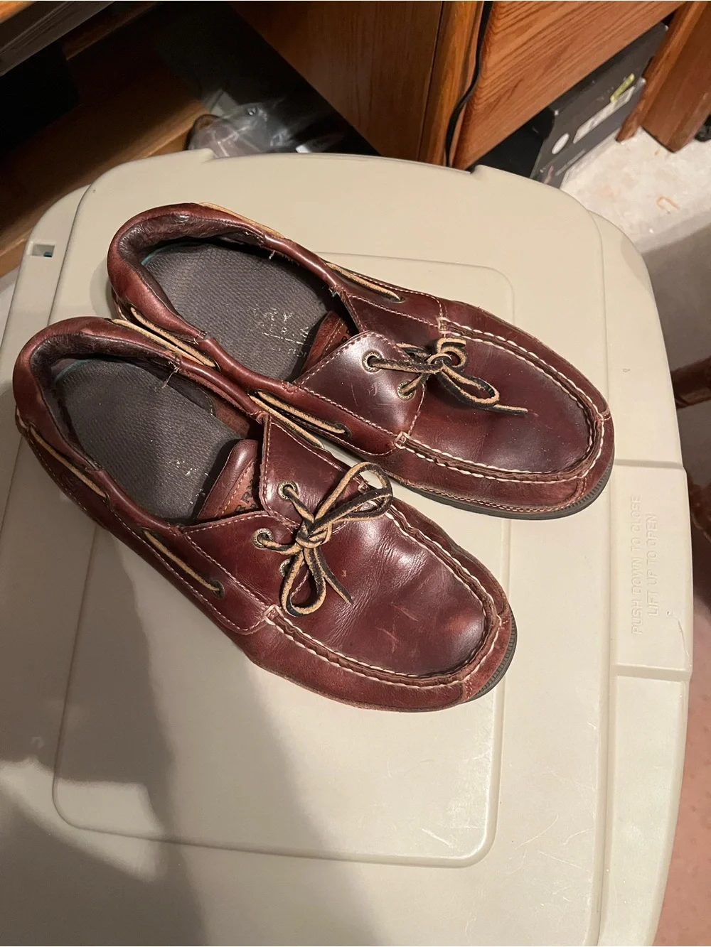 Men's Sperry 9 1/2 M Brown Leather Boat Shoes